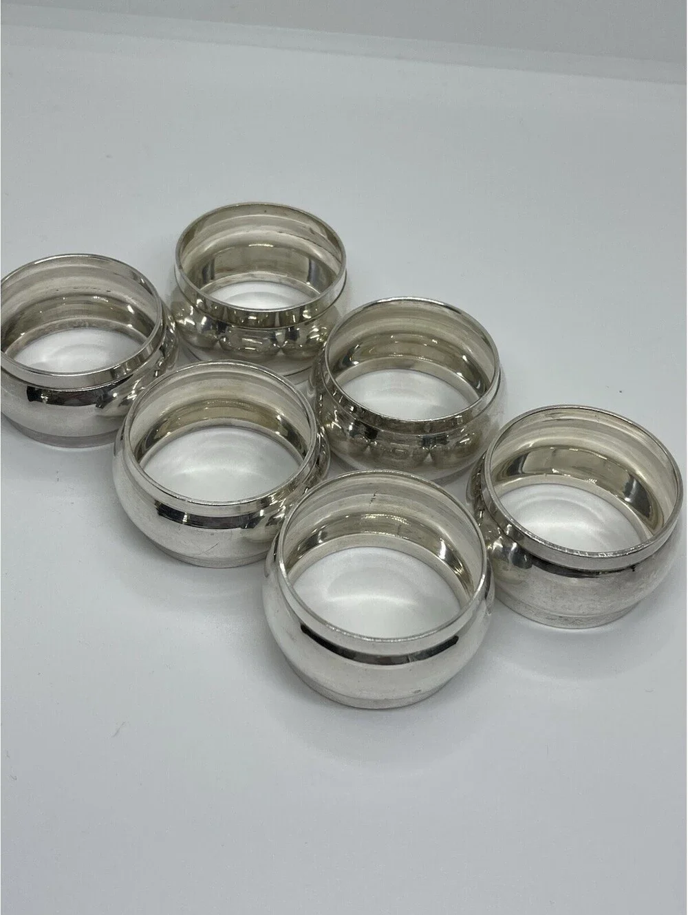 Silver Metal Soft Rounded Napkin Rings Set Of 6